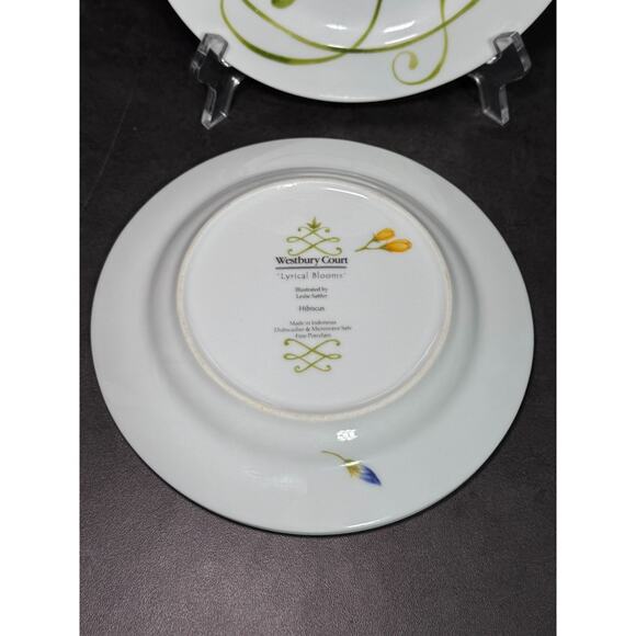 Westbury Court Lyrical Blooms Salad Plate - Hibiscus, Tiger Lily, Gerber Daisies - Picture 6 of 8